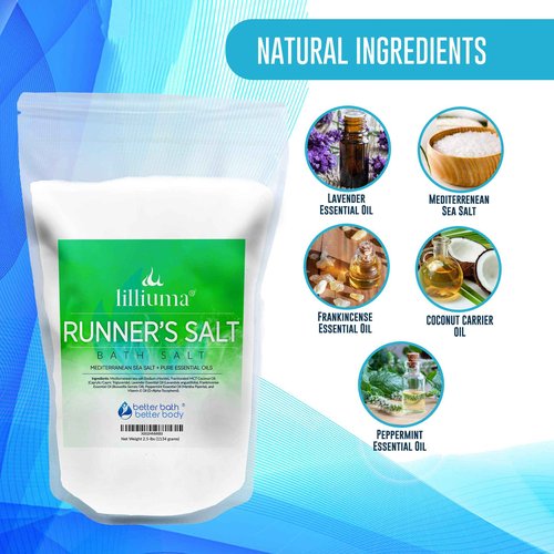 New Runner's Bath Soak 40 Ounces Mediterranean Sea Salt with Lavender, Frankincense, and Peppermint Essential Oils with Natural Ingredients