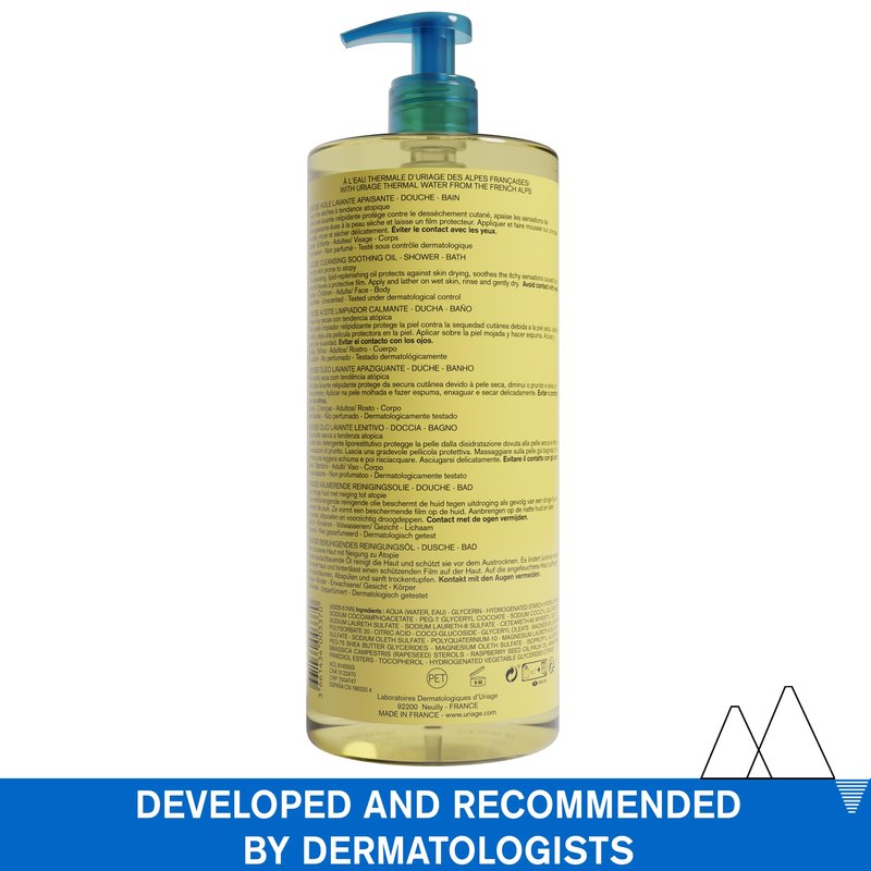 Uriage Xemose C8+ Anti-scratch Shower Oil 1L, Face & Body Wash, Very Dry & Sensitive Skin, Soothes from 1st application, 8 Biomimetic Ceramides & Shea Butter, Fragrance-Free