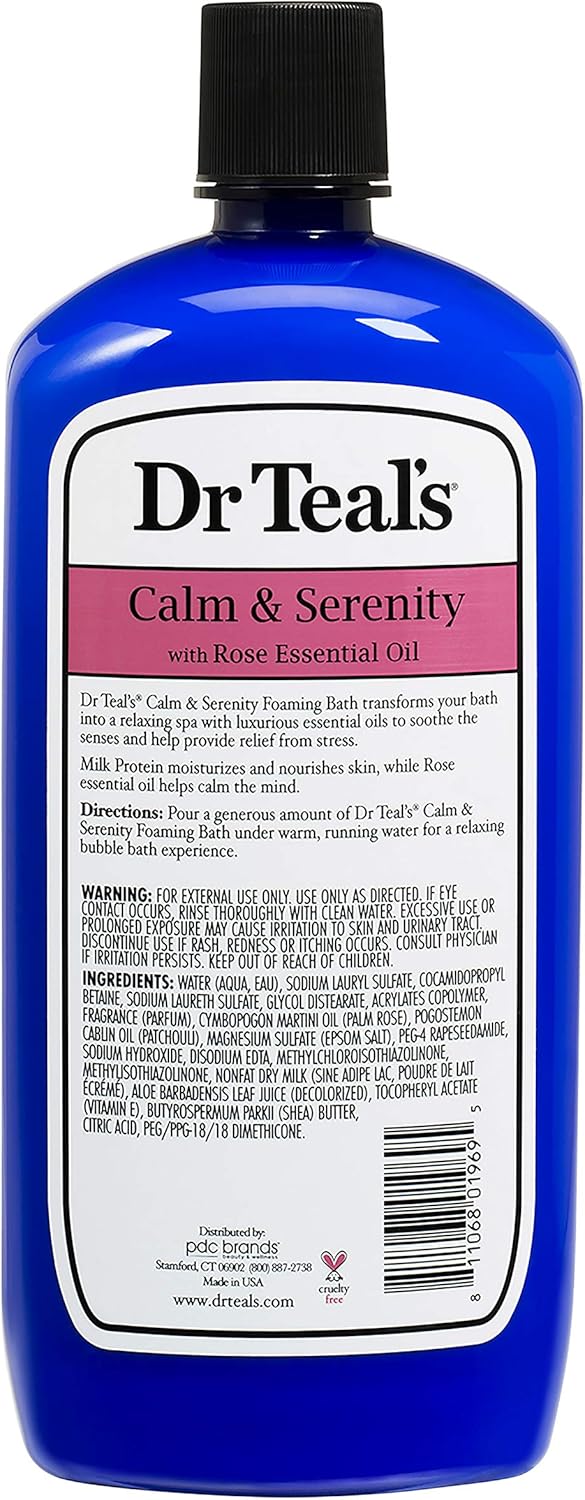 Dr. Teal's Epsom Salt Foaming Bath Gift Set - Stress Relief & Silky Skin | 3 Pack, 34 oz Each - Rose Essential Oils & Milk Protein