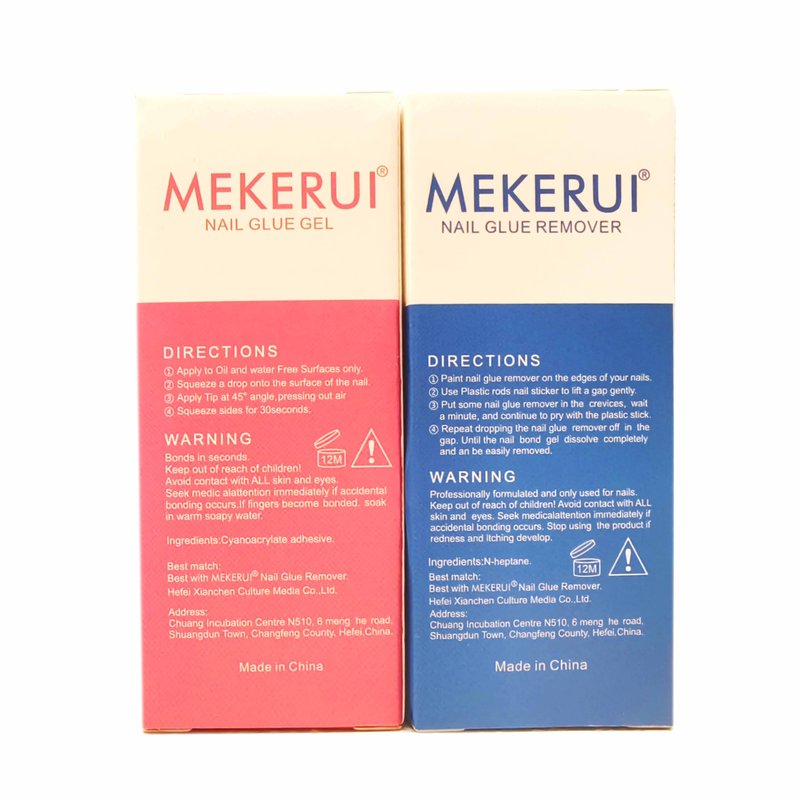 Mekerui Nail Glue & Remover Kit - 30+ Days Long-Lasting Gel, No UV Light Needed, Dropper-Type Quick Removal (G1 & R1 Professional Bundle)