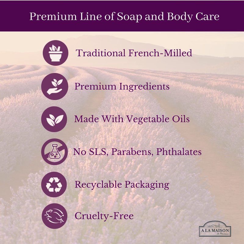 A LA MAISON Provence Lemon Liquid Hand Soap - Triple French Milled Natural Moisturizing Soap (16.9 oz Bottle)