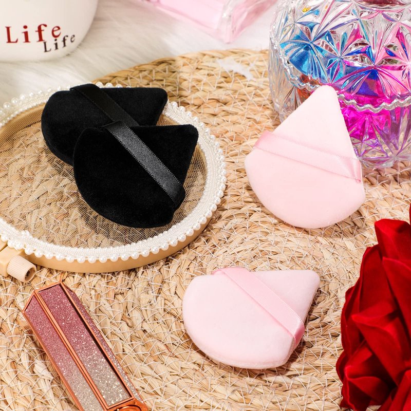 Maitys 12 Pcs Powder Puff Triangle for Face Makeup Cosmetic Loose Powder Puff Velour Soft Body Washable Reusable Foundation Sponge Wet Dry Makeup Tool for Women