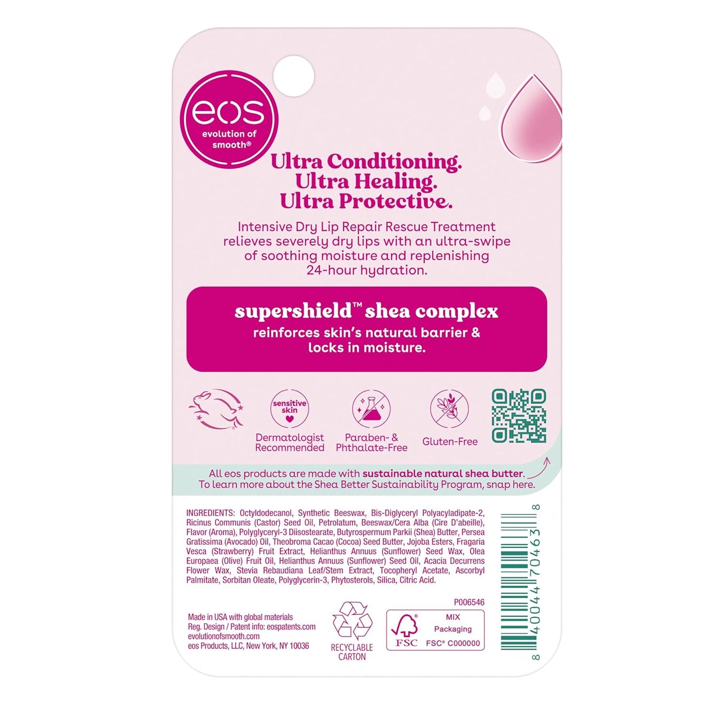 EOS Lip Repair - Extra Dry Lip Treatment with 24HR Moisture | Natural Strawberry Extract, 0.35 fl oz