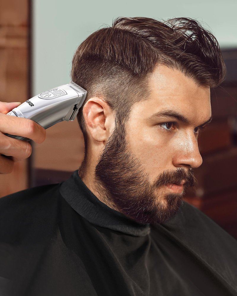 GLAKER Hair Clippers for Men,Professional Mens Hair Clippers Cordless Clippers for Hair Cutting,Precision Trimmer Kit Zero Gap Trimmer with LED Display 15 Guide Combs (Silver)
