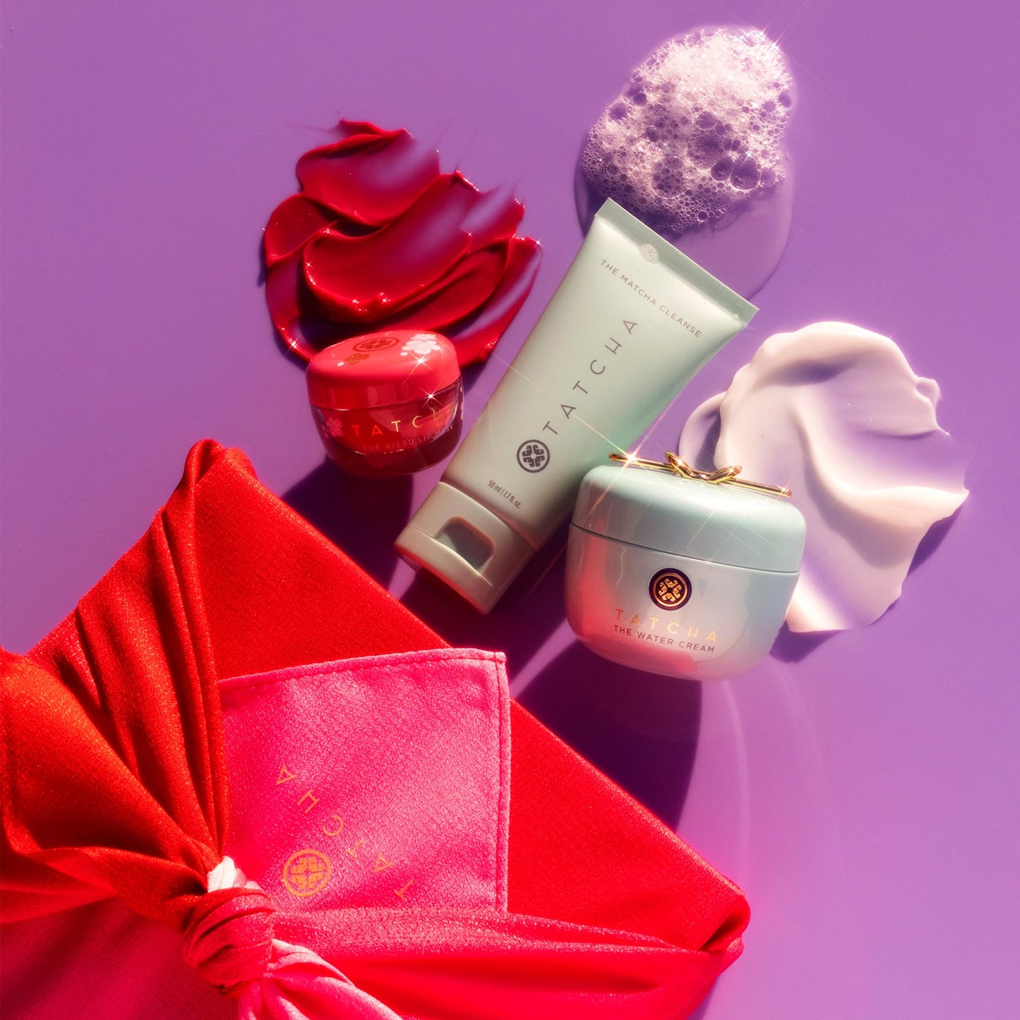 TATCHA Pure Pores, Lush Lips Set | The Matcha Cleanse, The Water Cream, & The Limited-Edition Kissu Lip Mask: Plum Blossom ($119 value)