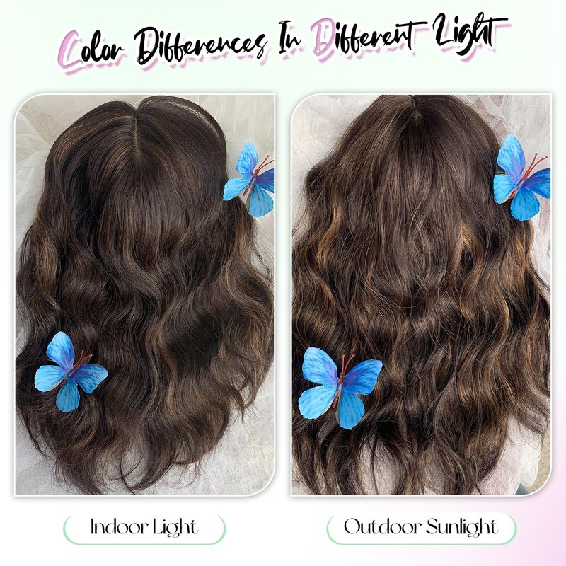 UDU Short Wavy Hair Topper 11 Inch for Women, Wavy Hair Piece with Side Bangs, Lightweight Breathable Hair Topper for Thinning Hair, Natural Looking Volumizing Top Piece