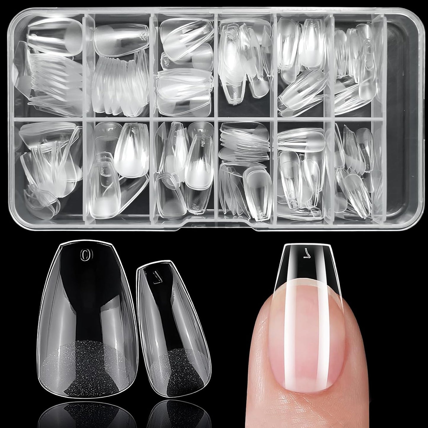 240pc Square Gel Nail Tips Medium Fake Nails for Press on Nails Clear Acrylic Nails Tips, 12 Size Full Cover Nail tips Square Soft Gel Nail Tips False Nails Extension Artificial Fingernails