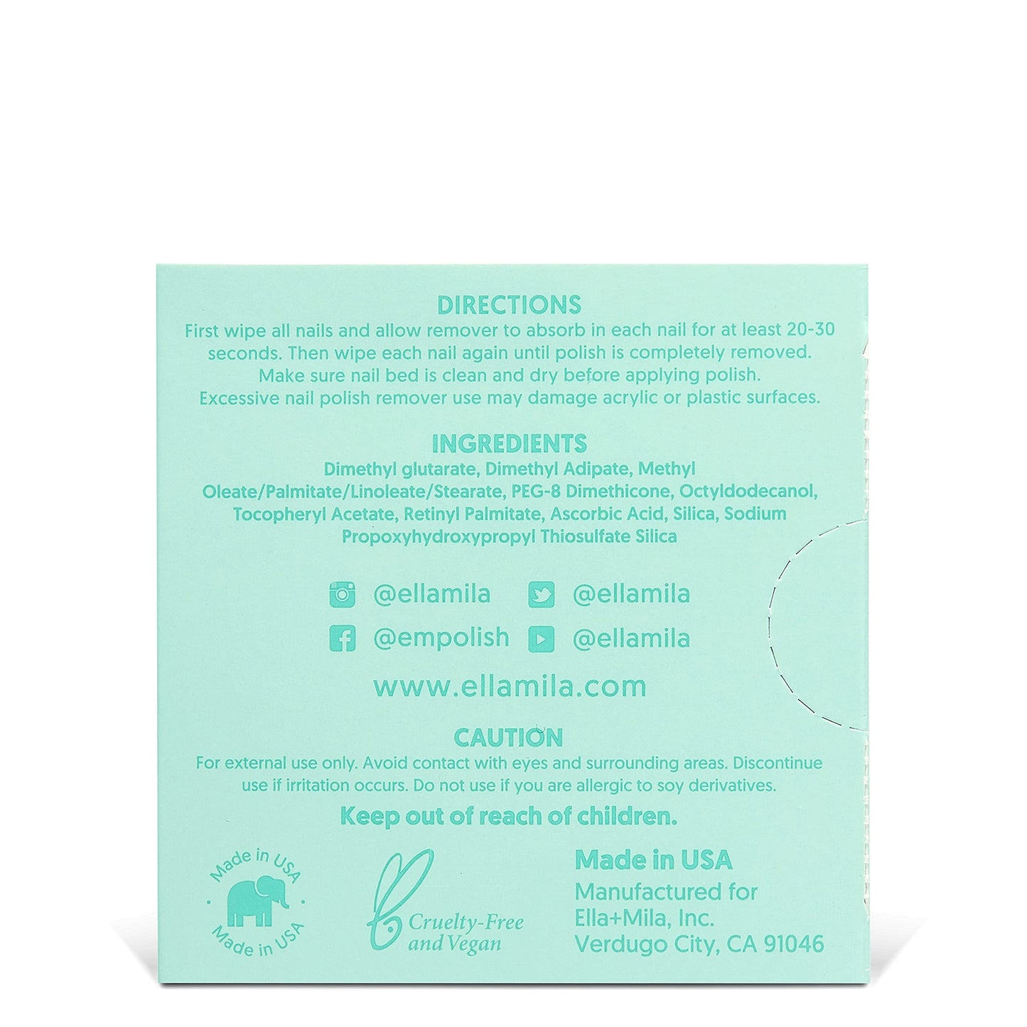ella+mila Soy Nail Polish Remover Wipes - Non-Acetone, Non-Toxic Fingernail Polish Remover Pads - Travel Size, Individually Wrapped, Lint Free - Enriched with Vitamins (12 Pack)