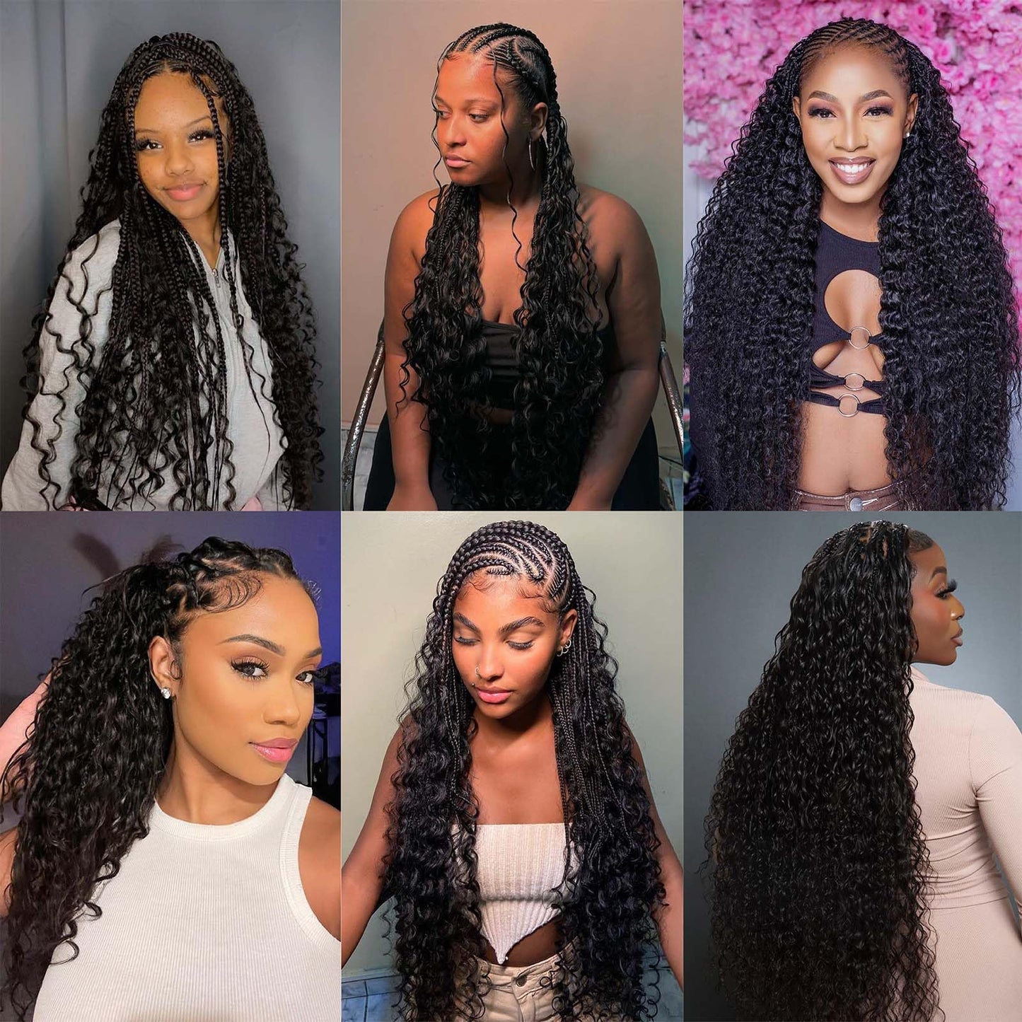 Boho Braiding Hair for Knotless Braids - 22 Inch Curly Human Hair, 2 Bundles, 100g Water Wave (Natural Color)