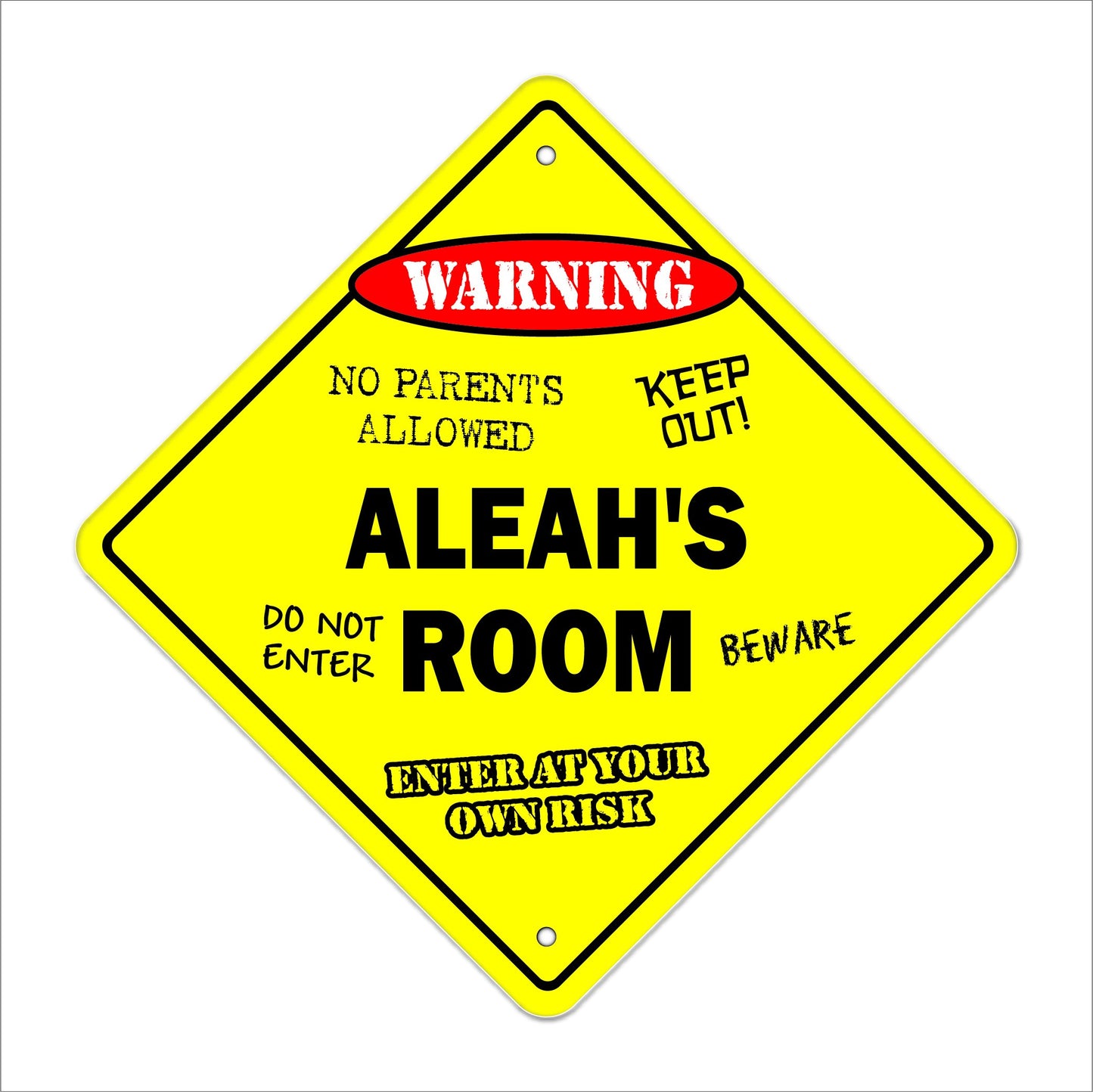 Aleah's Room Sign Crossing Zone Xing | Indoor/Outdoor | 12" Tall Kids Bedroom Decor Door Children's Name boy Girl