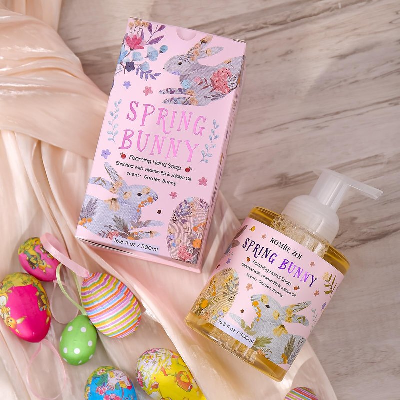 ROMIIE ZOI Foaming Hand Soap for Easter Gift Basket- Spring Bunny - Infused with Garden Bunny Aroma - 500 ML / 16.8 FL OZ
