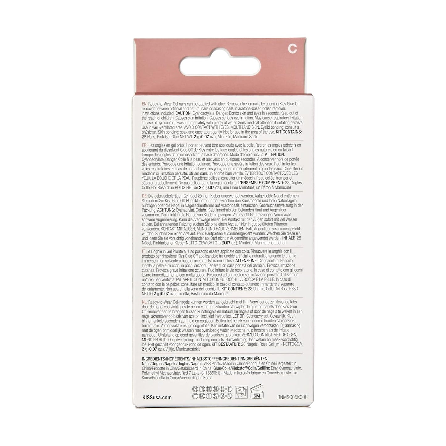 KISS Bare but Better, Press On Nails, Nail glue included, 'Nude Nude', Color, Medium Size, Coffin Shape, Includes 28 Nails, 2g glue, 1 Manicure Stick, 1 Mini File