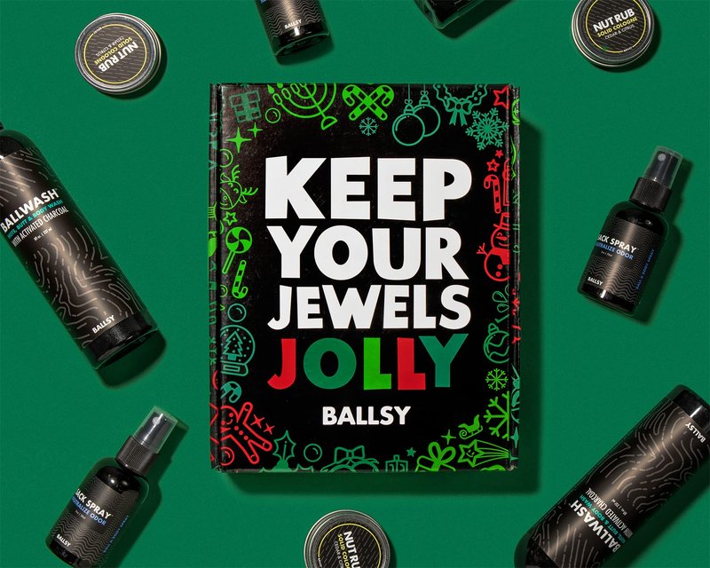 Ballsy Gift Set For Men, Jolly Jewels Pack, Includes Body Wash, Deodorizing Spray, and Cologne Rub, Men Hygiene Products, Mens Body Care, Ball Wash For Men Christmas Gift pack, Ocean and Air