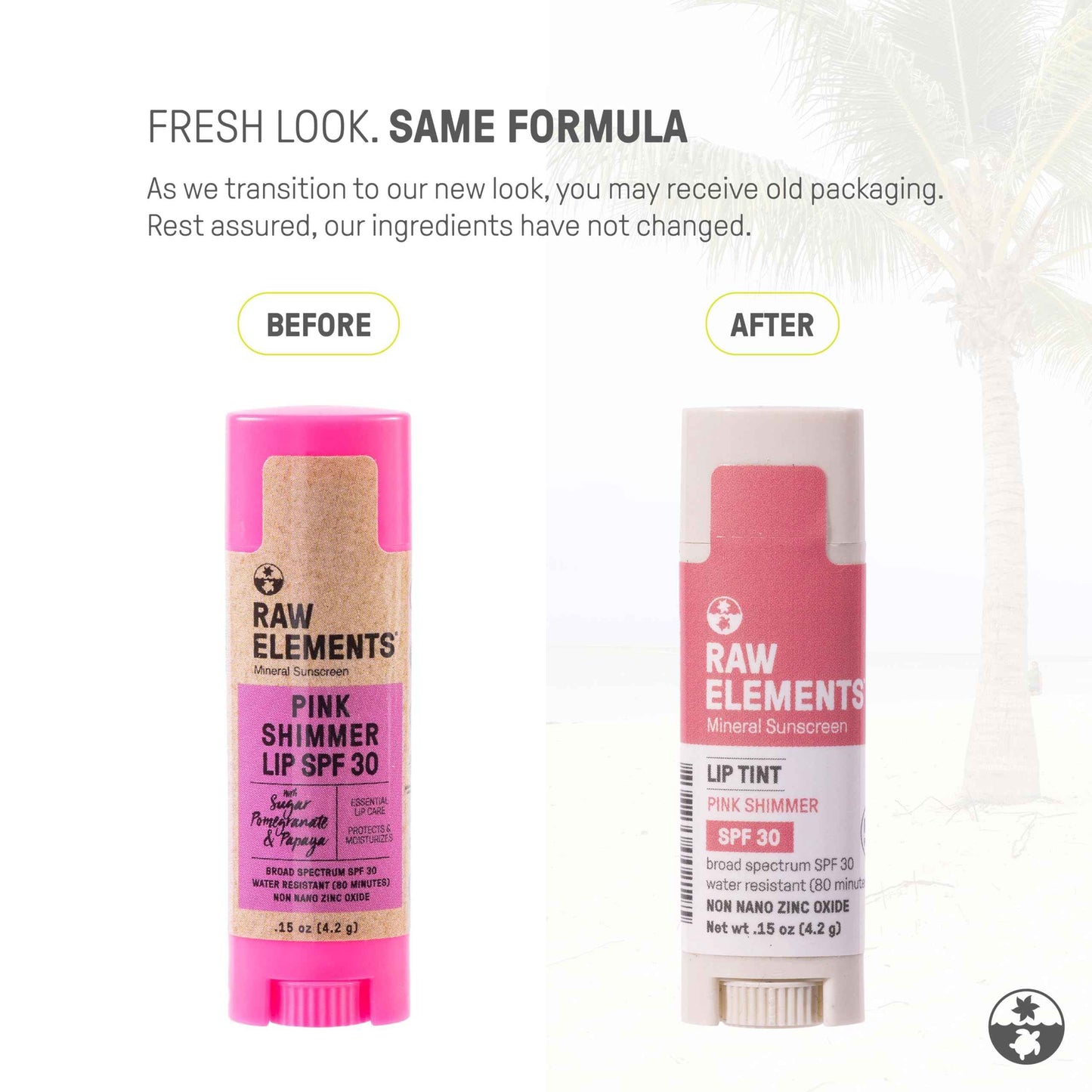 Raw Elements Organic Pink Lip Shimmer Zinc Oxide SPF 30+, 0.15 oz (Pack of 3)