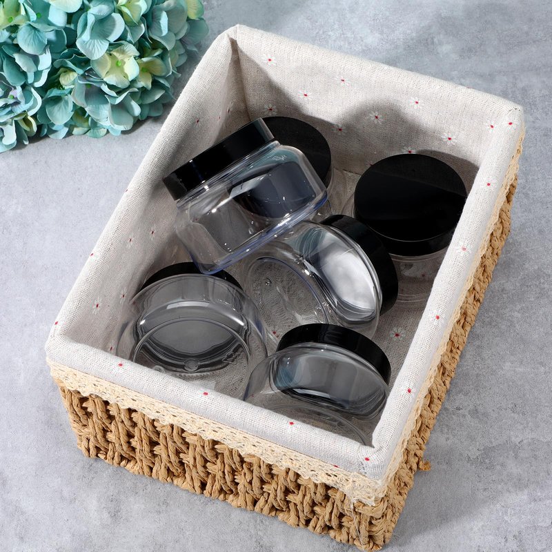 16 Pack 8 Oz Plastic Jars with Lids, Clear Body Scrub Containers Empty Refillable Containers Round Low Profile Samples Jars for Makeup, Body Butter, Creams, Slime, Travel Storage