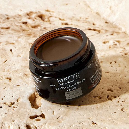 MATTR Beard Filler - Luxury - Grey Hair Coverage, Hair Filler and Growth Promoting for Patchy Beards, For Beards & Brows - Vegan Makeup - Perfect for Gym Bag or Travel - 15g (Black)