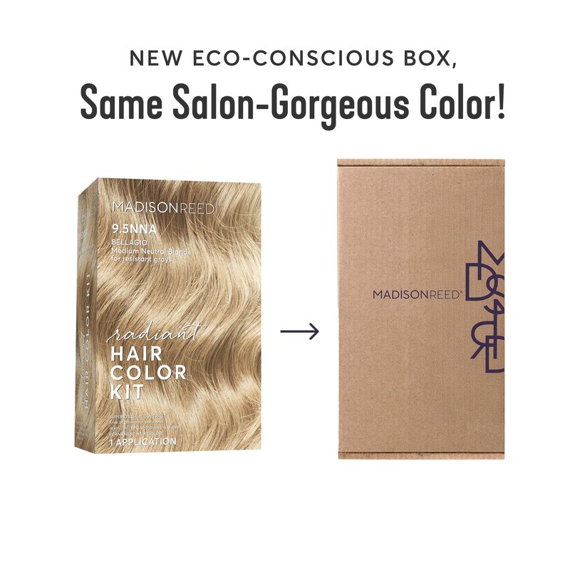 Madison Reed Radiant Hair Color Kit - 9.5NNA Medium Neutral Blonde (Bellagio Blonde), Permanent Hair Dye for Resistant Grays, 100% Gray Coverage | PPD-Free & Ammonia-Free, 1 Pack