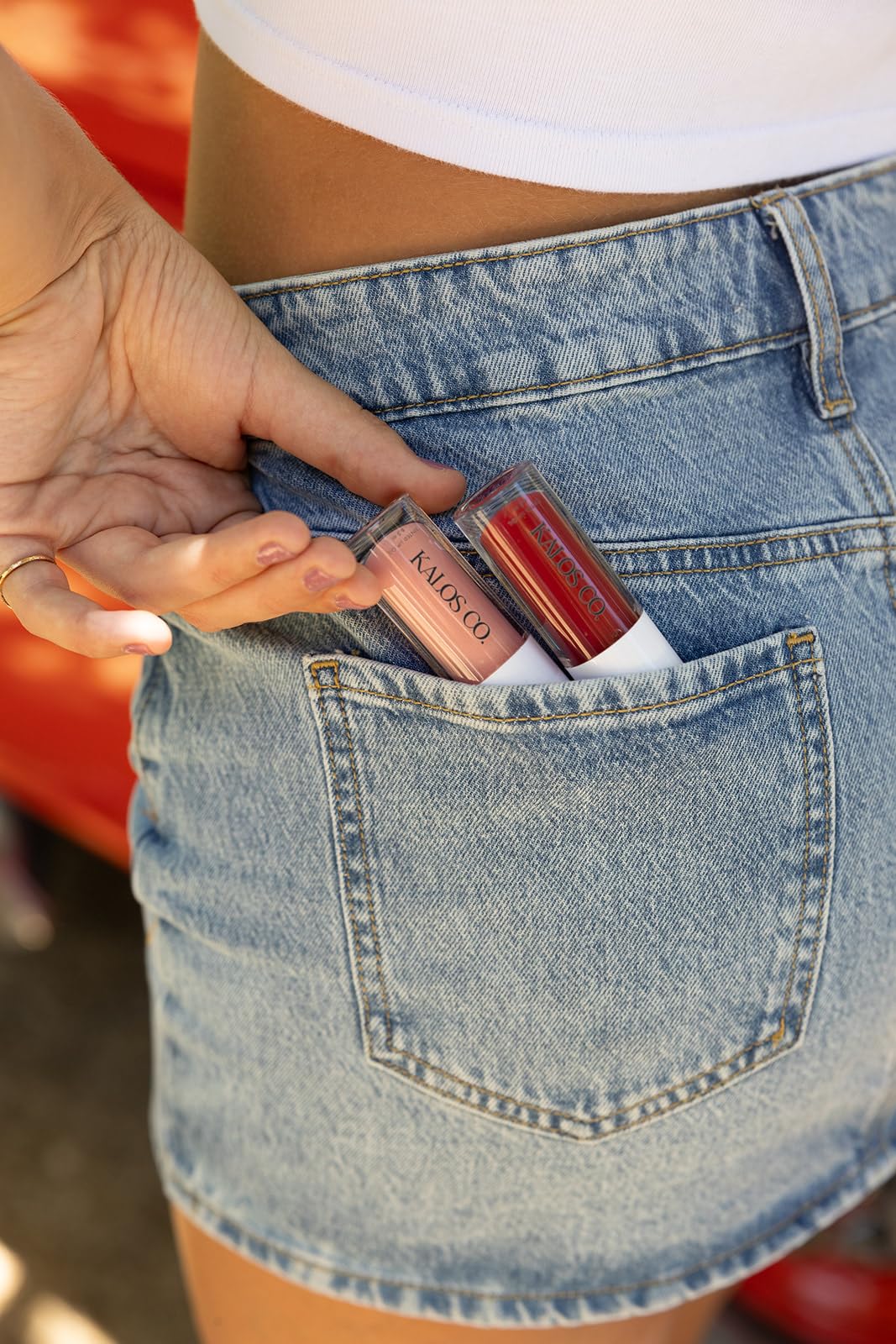 Kalos Co. Tinted Lip Oil with Tallow & Lanolin – Hydrating Balm-Gloss Hybrid with Cherry Seed Oil & Castor Oil – Natural Mineral Pigments, Nourishing Moisture, Non-Sticky Shine (5 Shades) (Poppy)