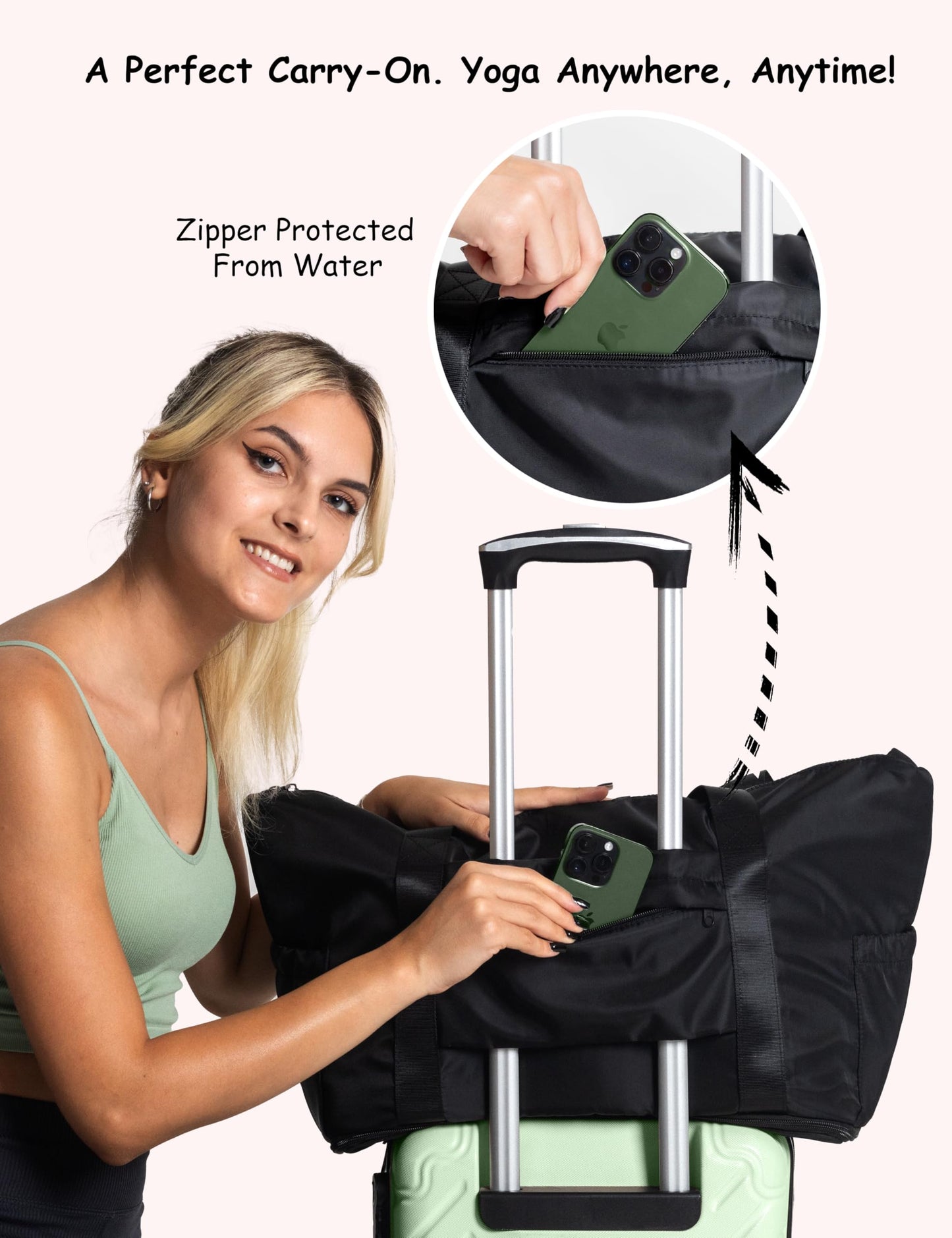 WARRIOR2 Yoga Mat Carrier - Expandable, Built-In Mat Straps, Water & Shock Resistant Laptop Pocket. Yoga Travel Bag with Luggage Sleeve, Gym Bags For Men & Women, Large Tote