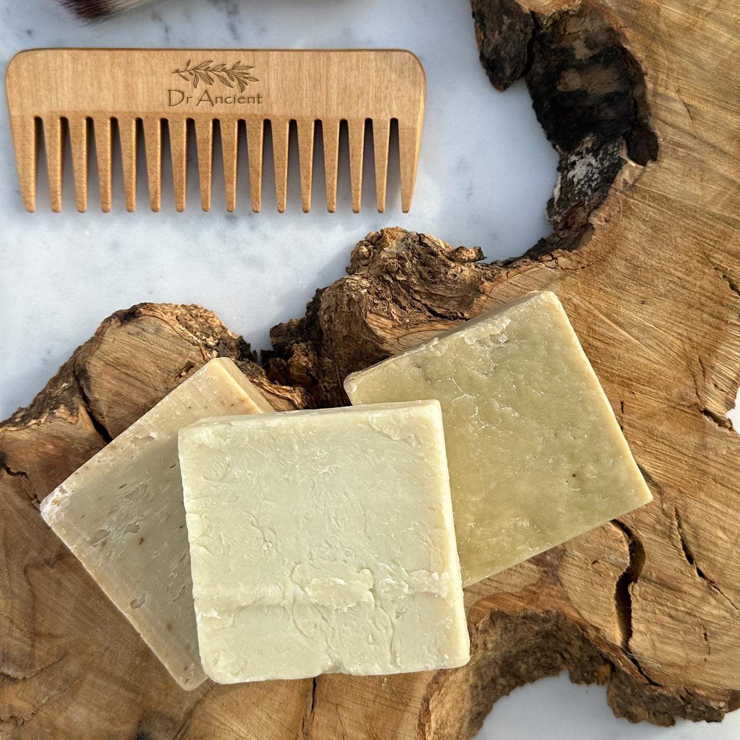 Dr.Ancient Donkey Milk, Pine Tar, Aleppo & Bittim Soap Bar Set (4-Pack) – Organic Handmade Natural Soap Bars, Chemical-Free Gentle Cleanser for Face & Body