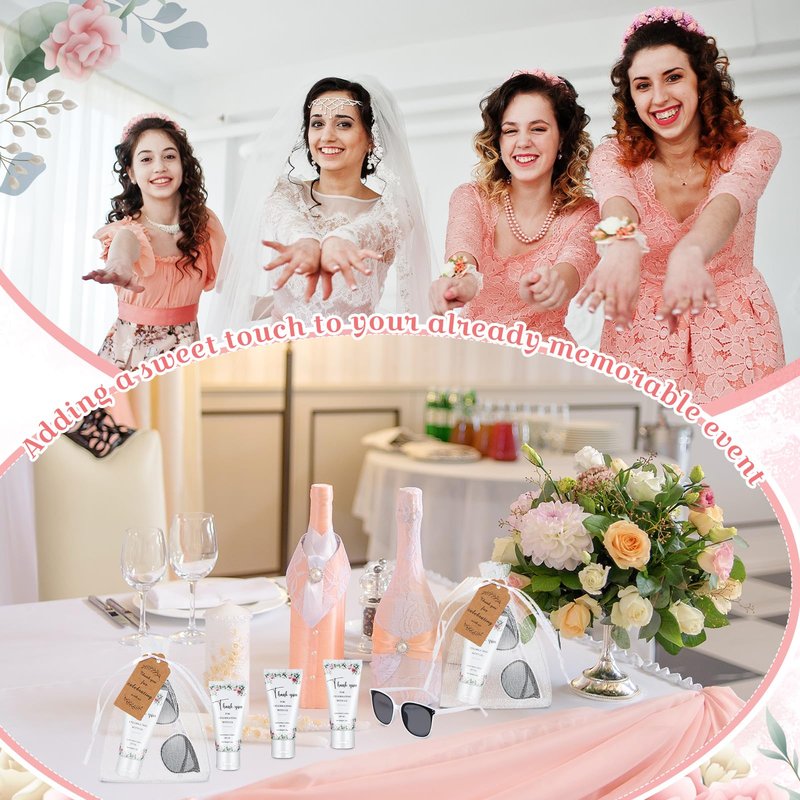 Dansib 12 Sets Mini Sunscreen and Sunglasses Bulk for Wedding Party Spf30 Water Resistant Sunscreen Lotion Bulk 1oz Travel Size for Thank You Gifts Wedding Party Supplies (Floral)