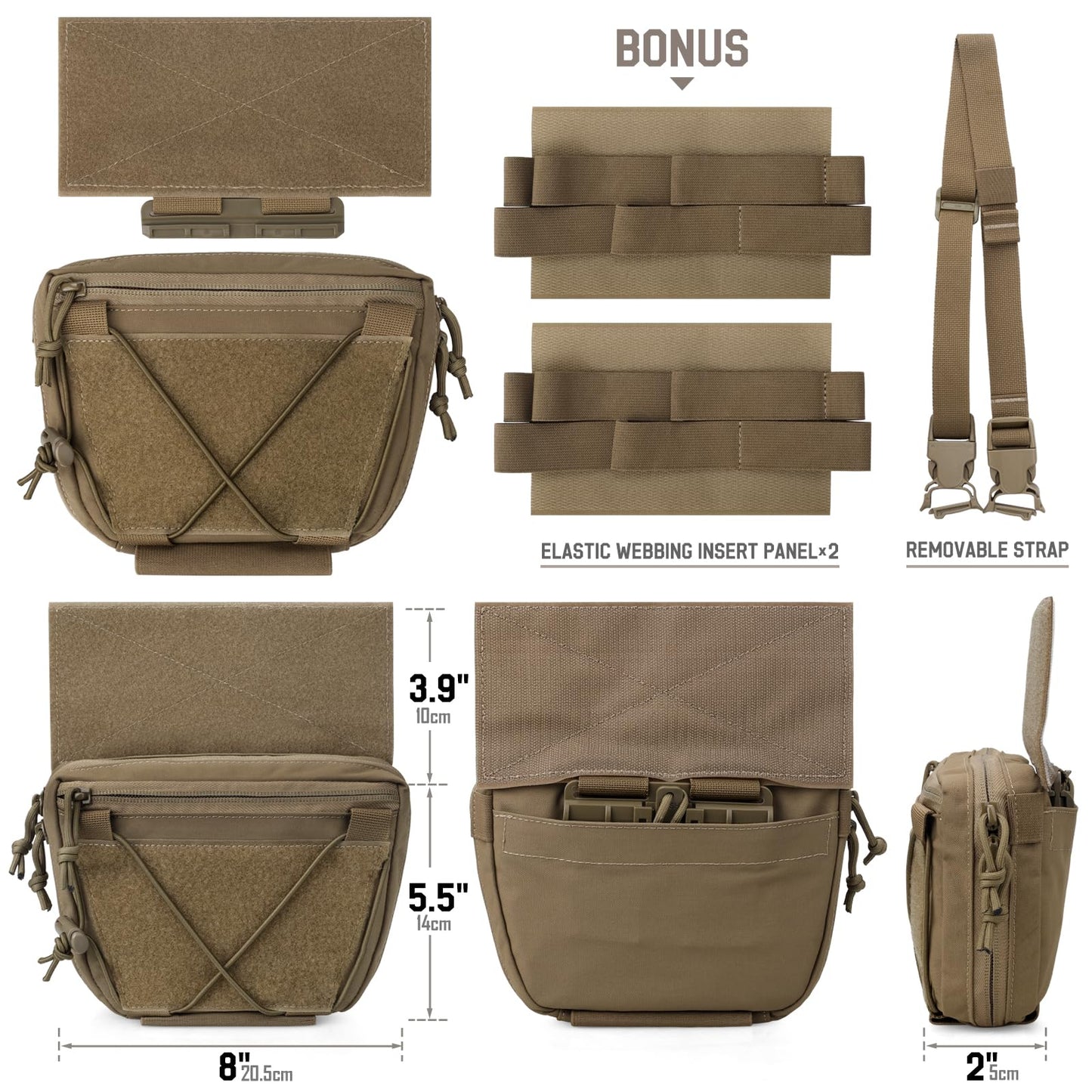 WYNEX Tactical Plate Carrier Drop Pouch Dangler Pouch for Molle Carrier Vest Chest Rig Accessories with Hook Loop Panel