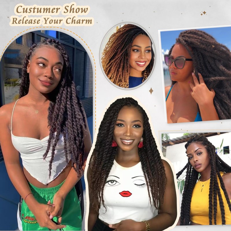 Marley Twist Braiding Hair 24 Inch Marley Twist Hair Ombre Cuban Twist Hair 8 Packs Afro Kinky Curly Twist Crochet Hair Long Marley Hair Extension (24 Inch, 1B/30/27)