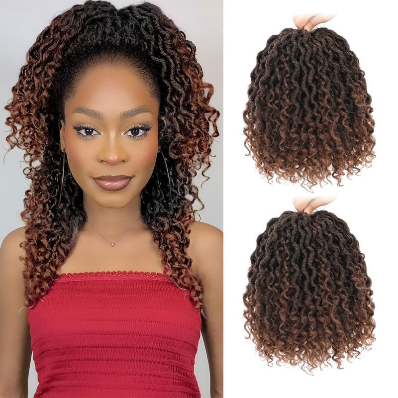 Callia Faux Locs Crochet Hair 18 Inch 8 Packs Goddess Locs Crochet Hair for Black Women Pre Looped Crochet Faux Locs with Curly Ends T1B/30/27