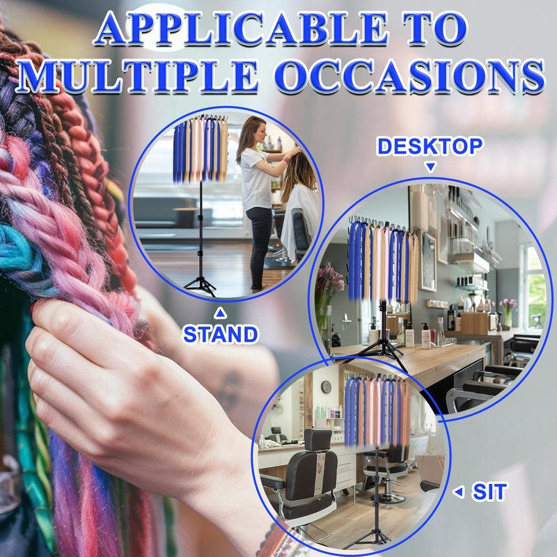 MIVERYEA Braiding Hair Rack Standing with 120 Pegs, Height Adjustable 2-Side Hair Divider Metal Hair Braiding Separator Stand, Black