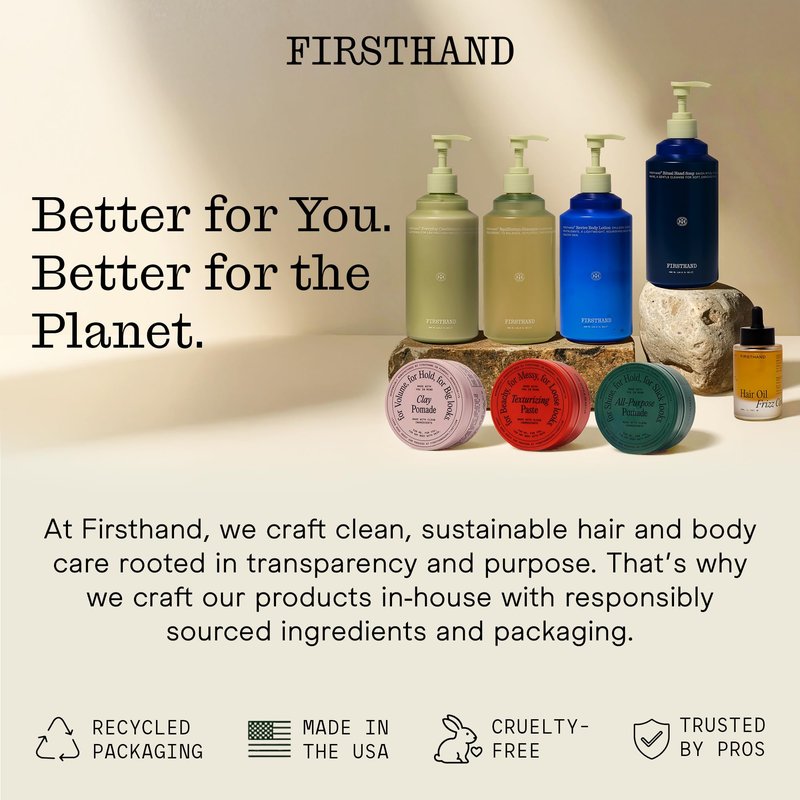 Firsthand Supply Hair Clay Pomade for Men & Women – Matte Clay Finish & Extra Strong Hold – Non-Greasy, Water-Based Organic Pomade – Easy to Restyle – Ideal for Short to Medium Hair Length – 3oz