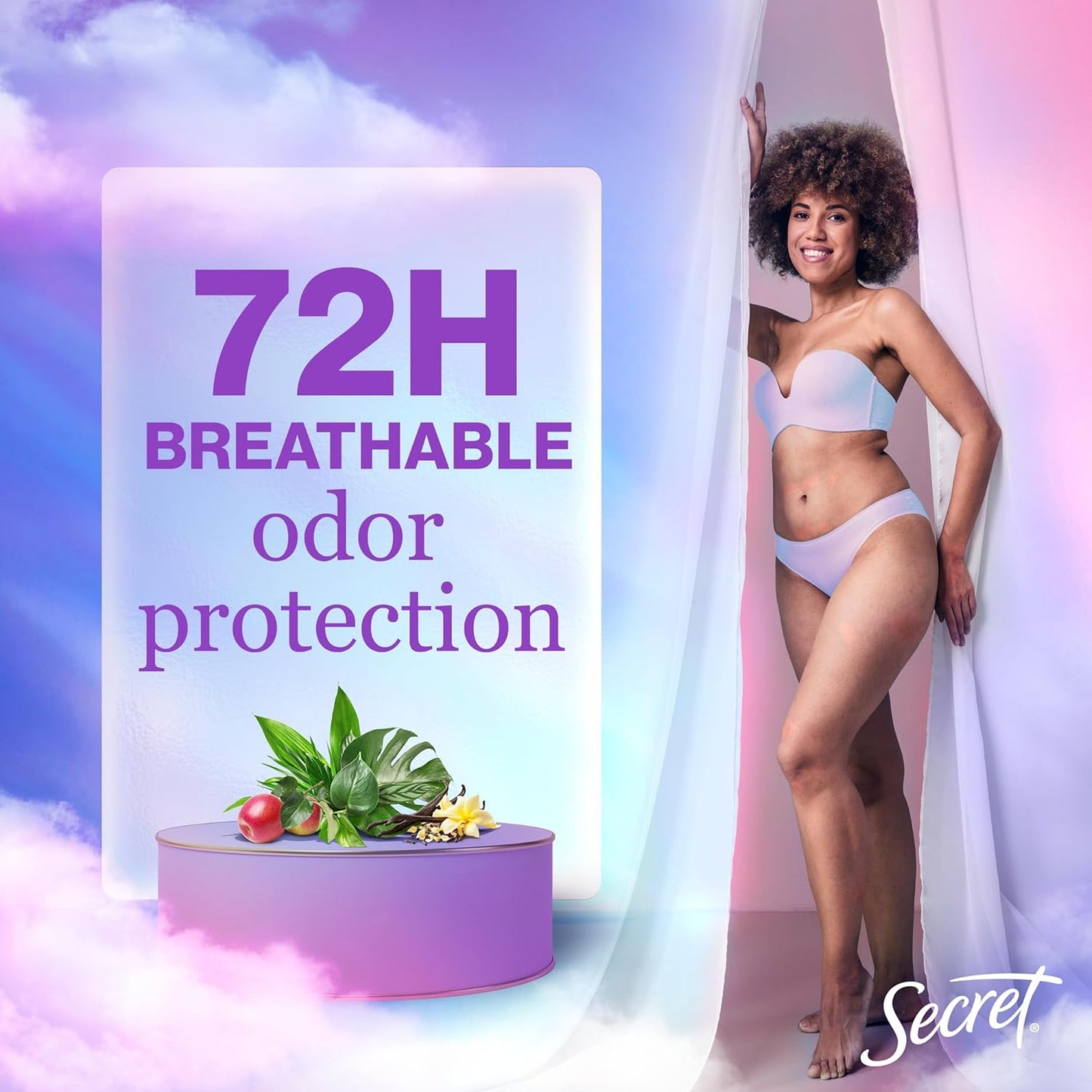 Secret Fresh Antiperspirant Deodorant for Women, 72hr Breathable Sweat & Odor Protection, Instant Freshness & Gentle, PH Balancing Minerals, Clear Gel, Cozy Vanilla Scent, 2.6 oz