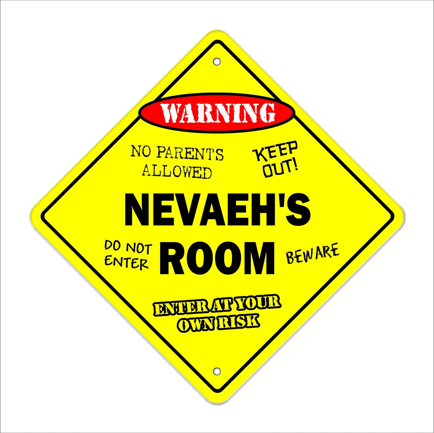 Nevaeh's Room Sign Crossing Zone Xing | Indoor/Outdoor | 12" Tall Kids Bedroom Decor Door Children's Name boy Girl