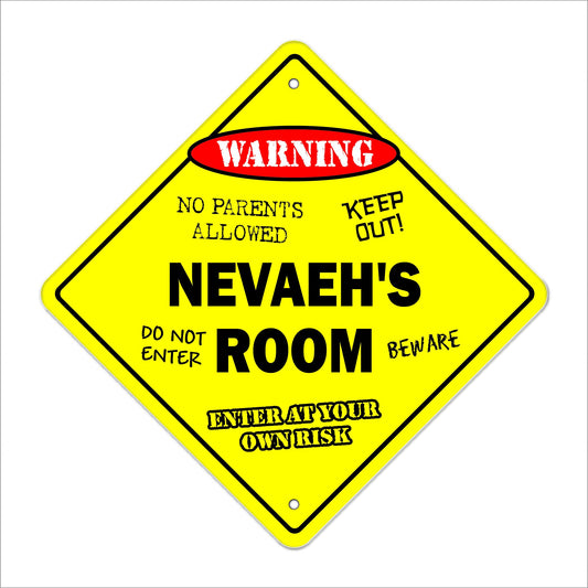 Nevaeh's Room Sign Crossing Zone Xing | Indoor/Outdoor | 12" Tall Kids Bedroom Decor Door Children's Name boy Girl