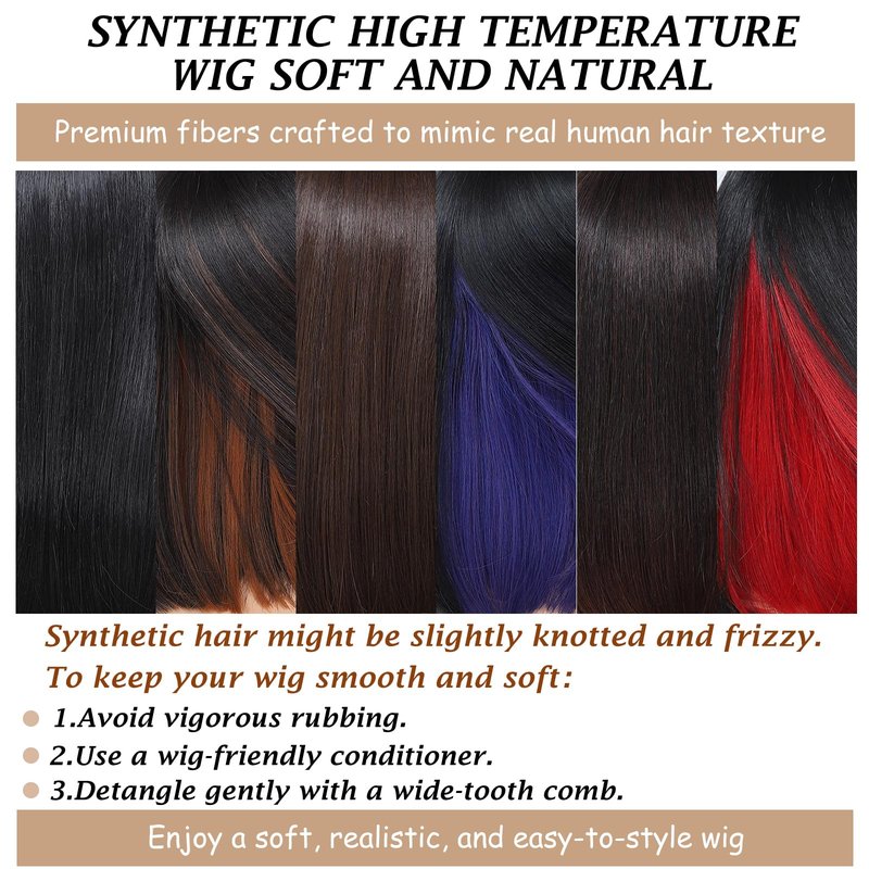 JANATOUCH Brown Straight Bob Wig for Women, Shoulder Length Lace Front Wig with Natural Middle Part Soft Silky Synthetic Wig Realistic Short Wig
