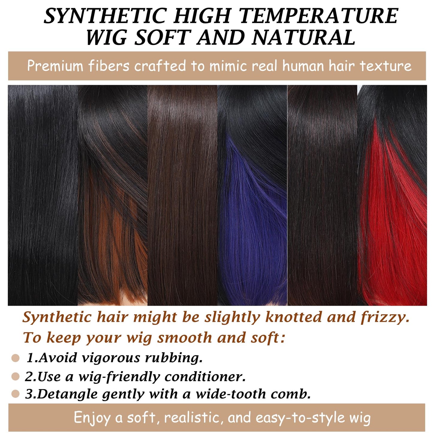 JANATOUCH Brown Straight Bob Wig for Women, Shoulder Length Lace Front Wig with Natural Middle Part Soft Silky Synthetic Wig Realistic Short Wig