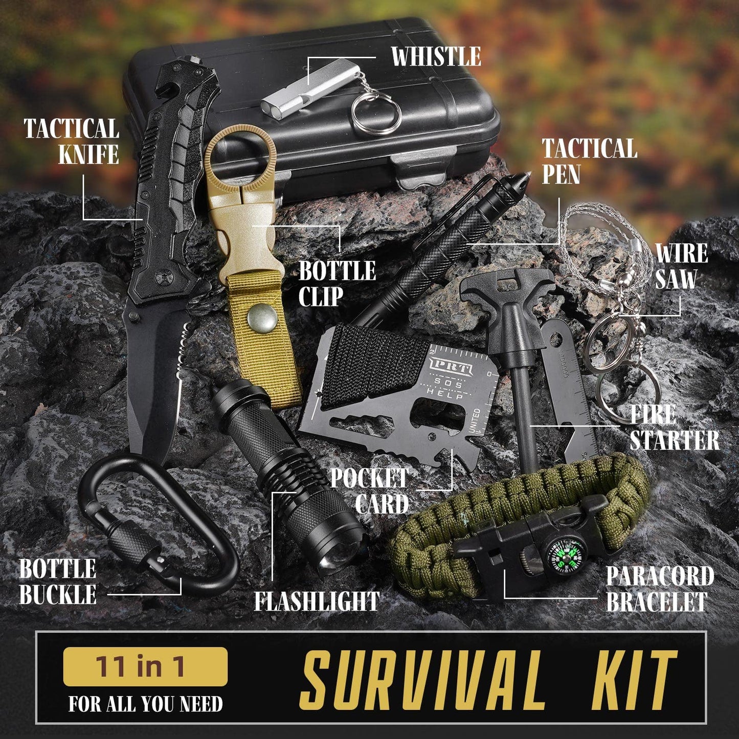 Gifts for Dad Men Husband Fathers Day, Survival Kit, Emergency Survival Gear and Equipment 14 in 1, Anniversary Birthday Gifts for Him Boyfriend, Hunting Fishing Camping Accessories, Cool Gadget