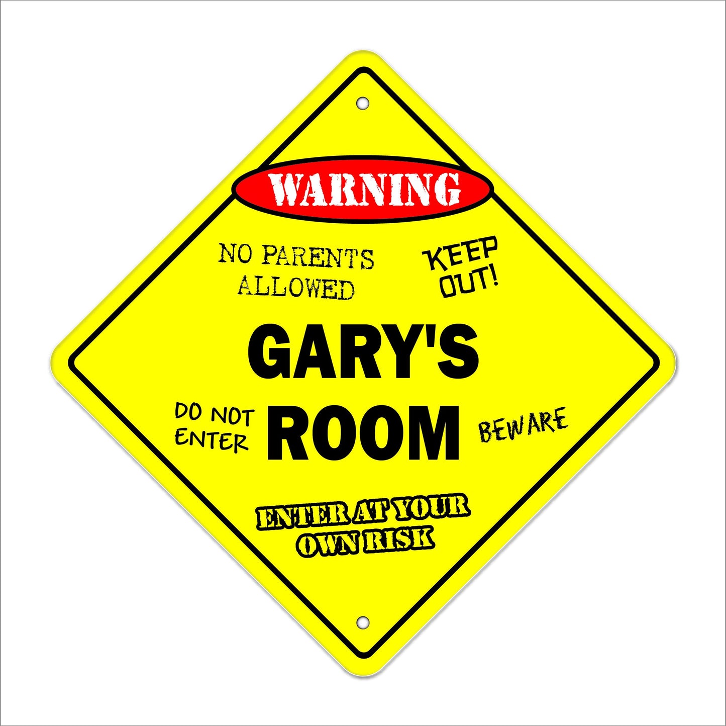 Gary's Room Sign Crossing Zone Xing | Indoor/Outdoor | 12" Tall Kids Bedroom Decor Door Children's Name boy Girl