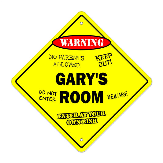Gary's Room Sign Crossing Zone Xing | Indoor/Outdoor | 12" Tall Kids Bedroom Decor Door Children's Name boy Girl
