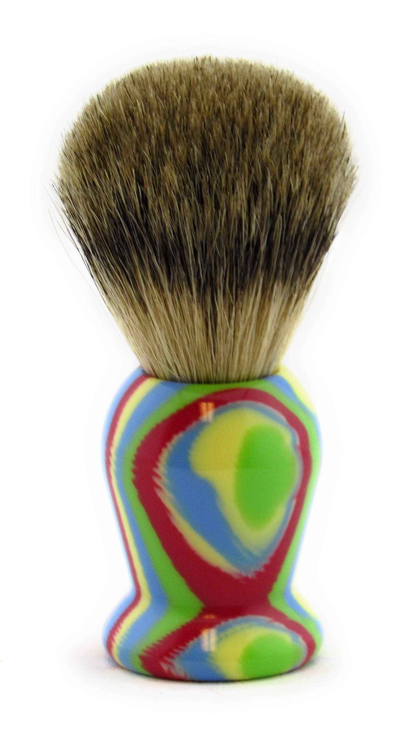 G.B.S Men's Classic Shaving Brush Bristles Retro Striped Tie-Dyed Pure Badger Shaving Brush - Resin Handle-Free Chrome Stand For Proper Drying! Long Lasting Convenient To Use