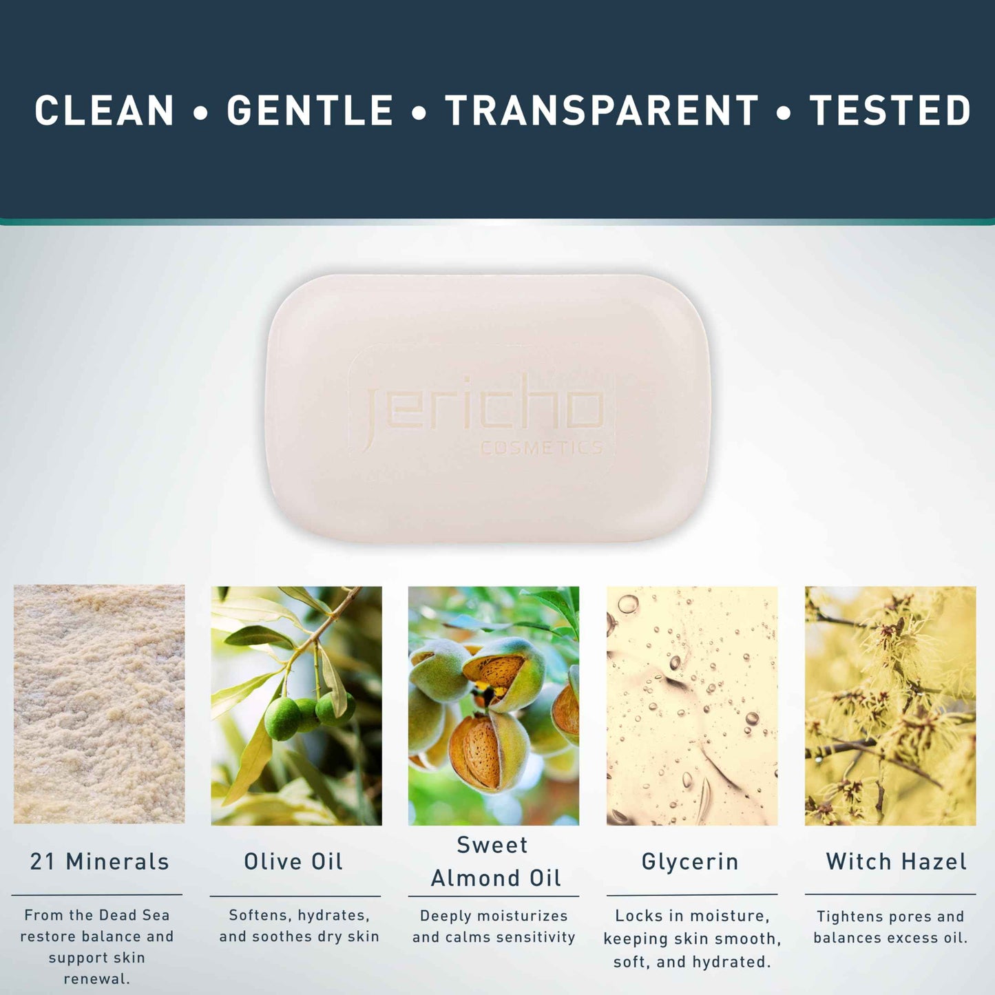 Jericho Psoriasis Dead Sea Salt Soap Bar with Olive Oil & Witch Hazel, Natural Exfoliating Face & Body Cleansing Bar for Sensitive Skin, 4.4 Oz / 125 g (Pack of 6)