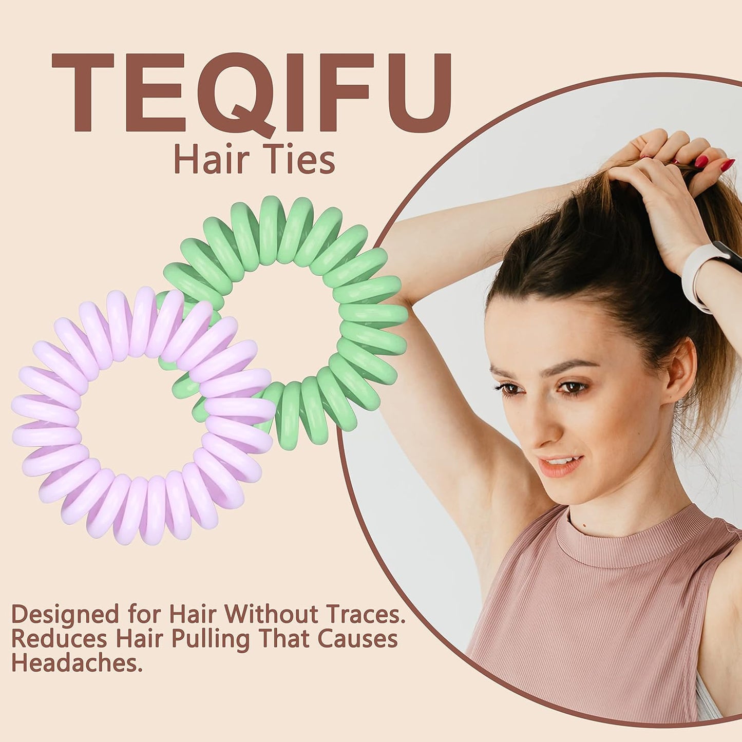 Hair Ties, 17 Pack Spiral Coils for Thick and Thin Hair - No Crease Ponytail Holders for Women and Children