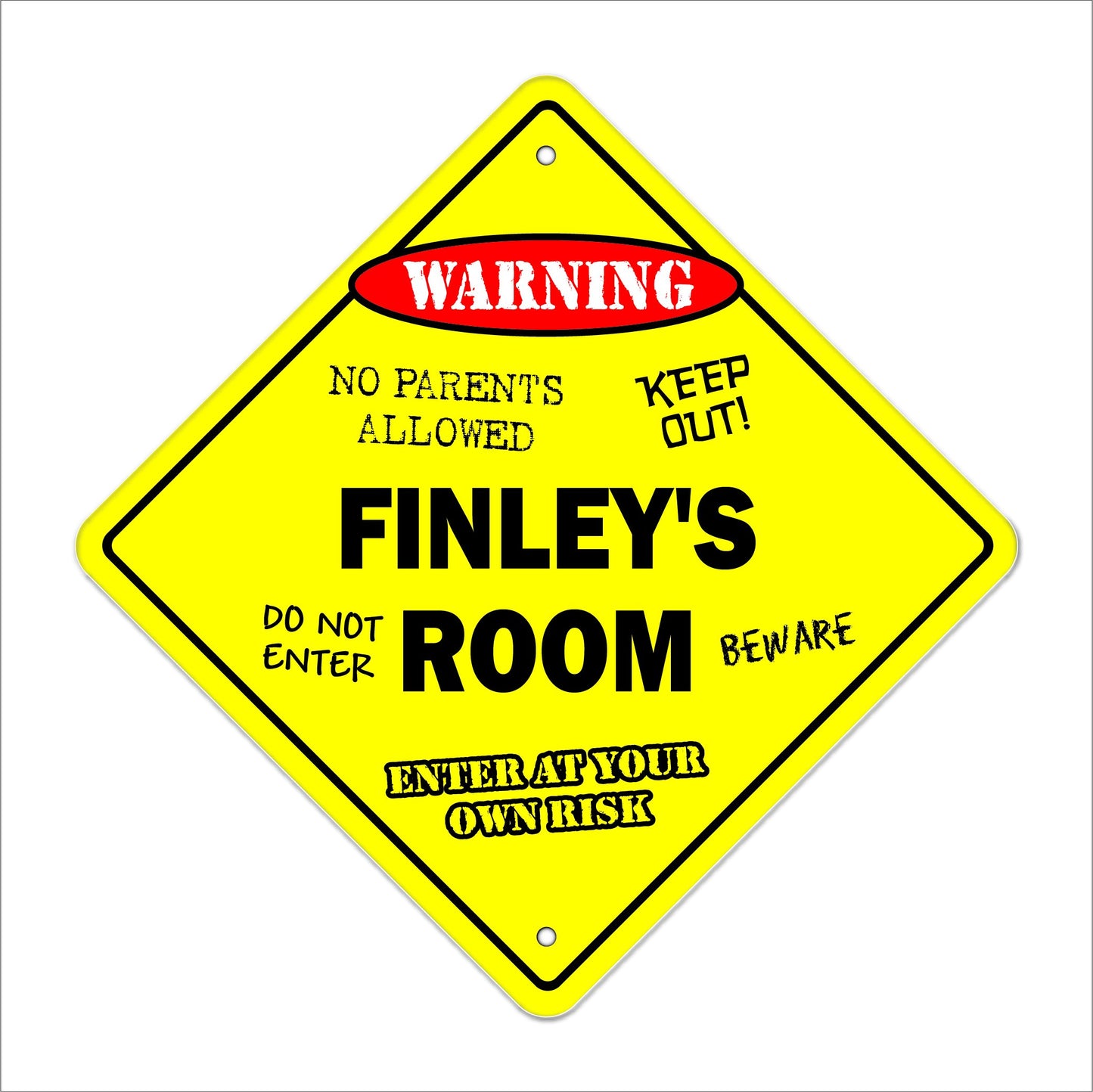 Finley's Room Sign Crossing Zone Xing | Indoor/Outdoor | 12" Tall Kids Bedroom Decor Door Children's Name boy Girl
