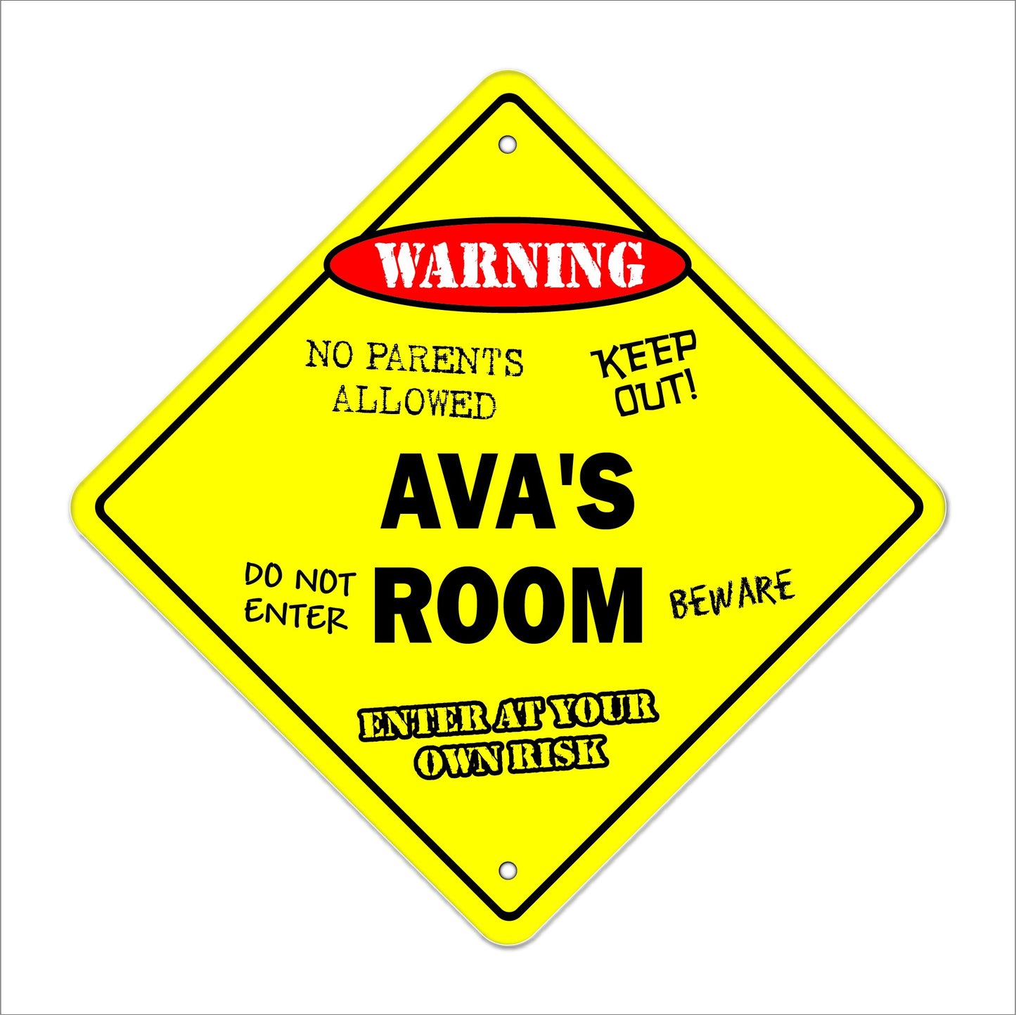Ava's Room Sign Crossing Zone Xing | Indoor/Outdoor | 12" Tall Kids Bedroom Decor Door Children's Name boy Girl