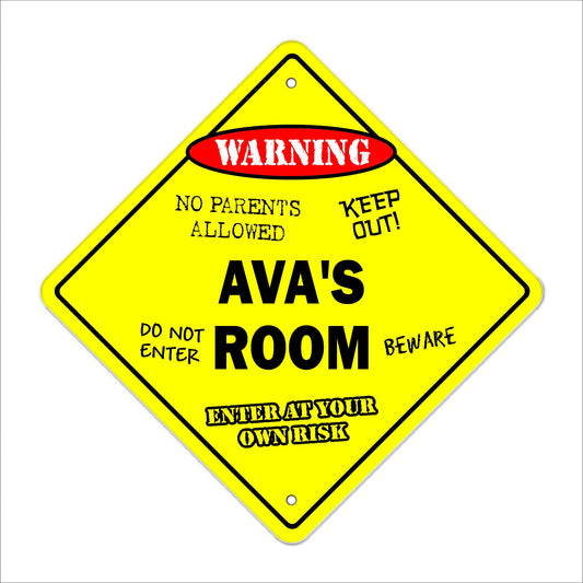 Ava's Room Sign Crossing Zone Xing | Indoor/Outdoor | 12" Tall Kids Bedroom Decor Door Children's Name boy Girl