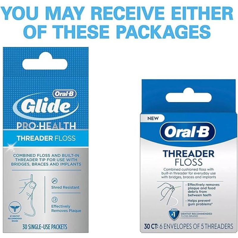 Oral-B Threader Floss 30 Count: 6 Envelopes of 5 Threaders (Pack of 5)