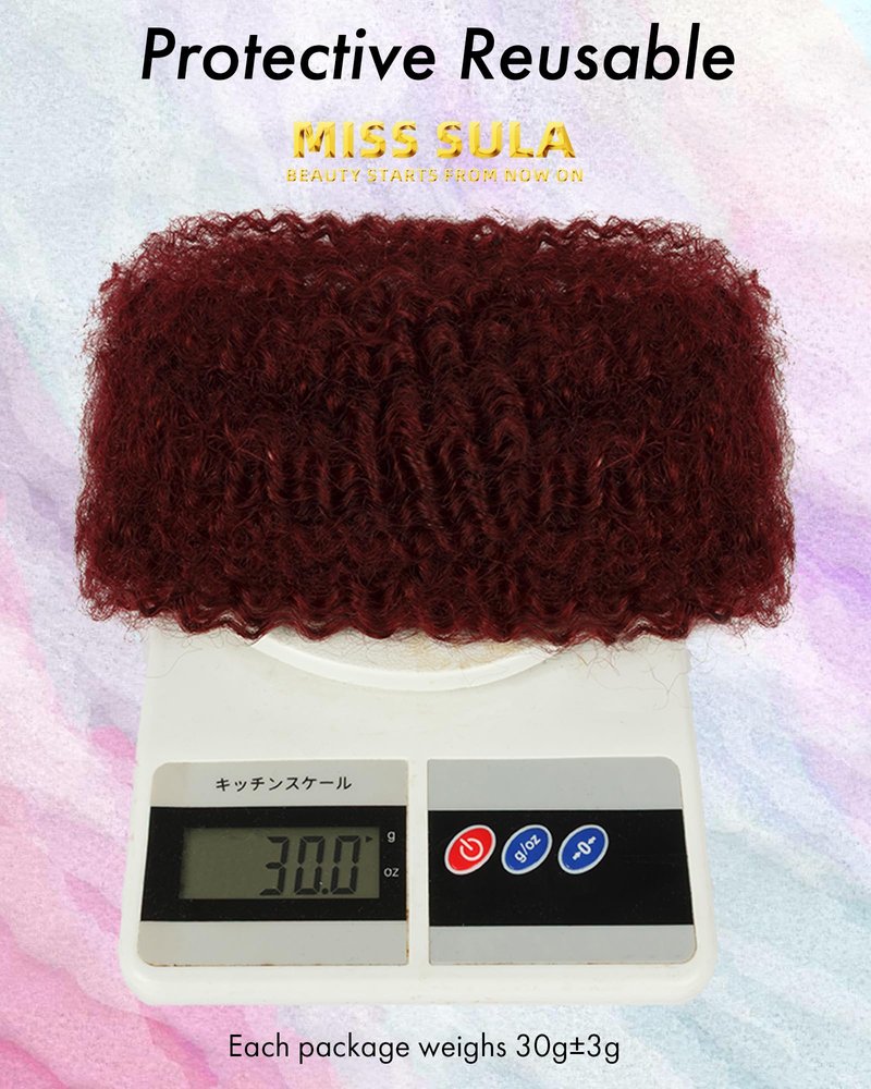 Afro Kinkys Bulk Human Hair Extensions,Kinky-Curly Real Human Hair for Dreadlocks/Locs Repair, Twist & Braid, Crochet Human Braiding Hair Bundles, Natural Burgundy, 10 Inches 2 Packs,99J#