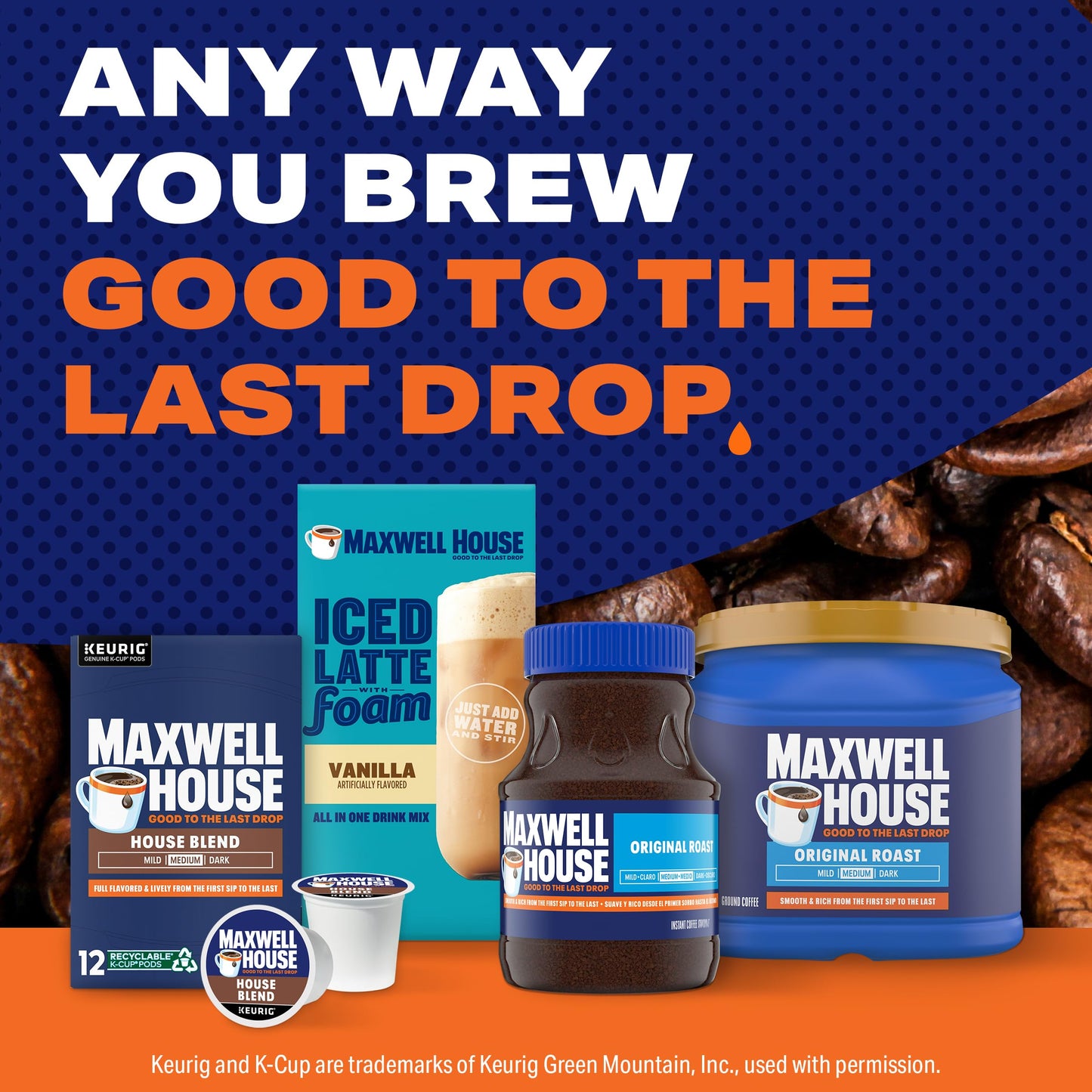 Maxwell House House Blend Medium Roast K-Cup Coffee Pods (12 Pods)