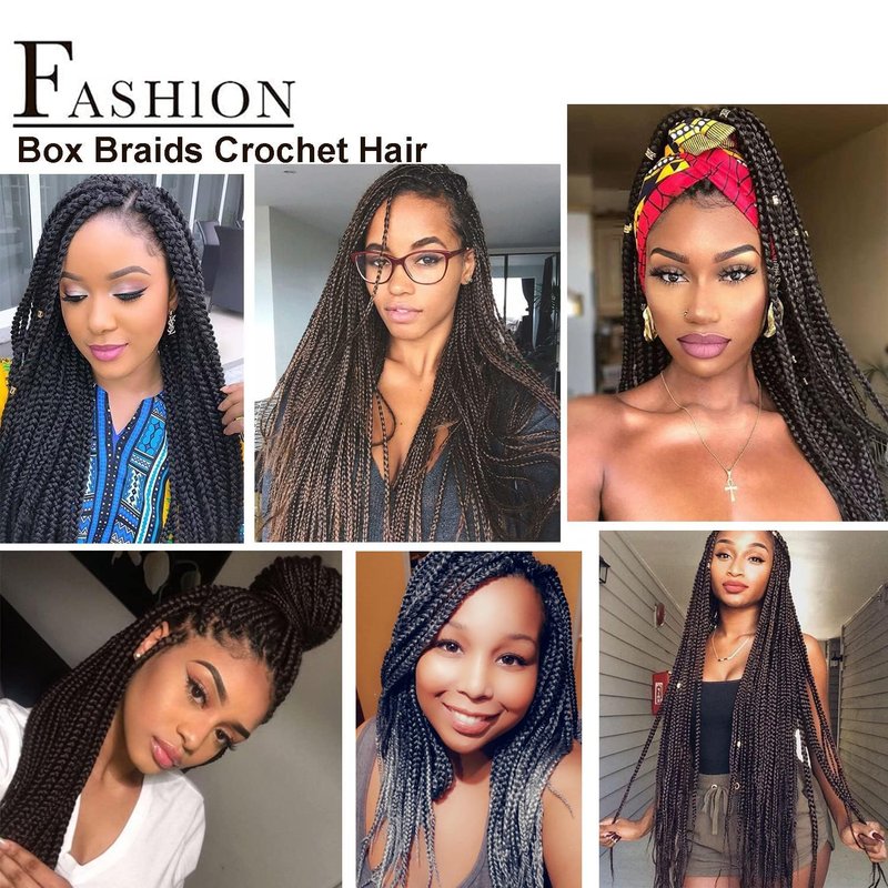 7 Packs Goddess Box Braids Crochet Hair 22 Inch Prelooped Crochet Box Braids Crochet Hair for Black Women Braiding Hair (22 Inch 7 Packs, #1B)