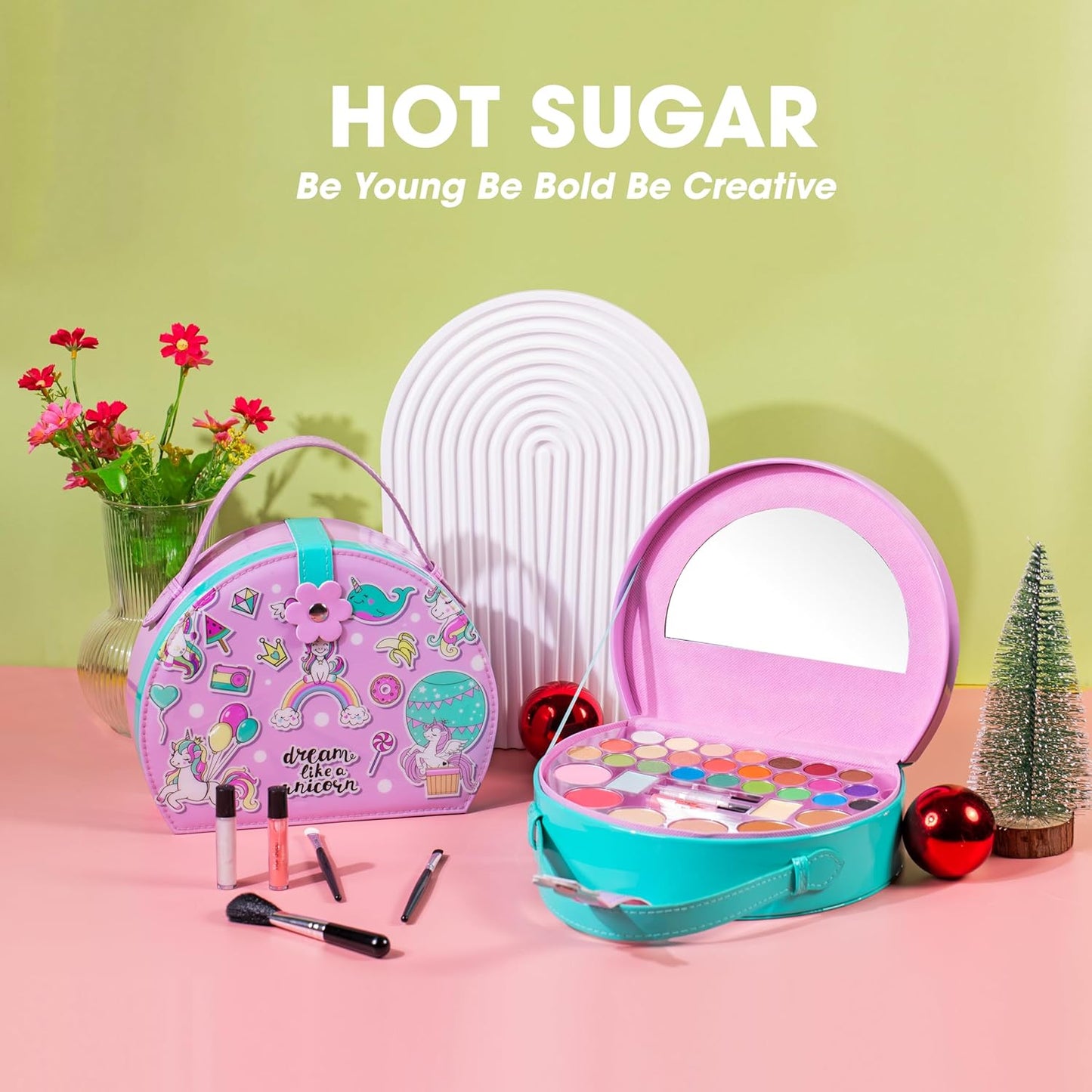 Girls Makeup Kit - Stylish Cosmetics Gift Set for Birthdays & Christmas | Pink Unicorn Design