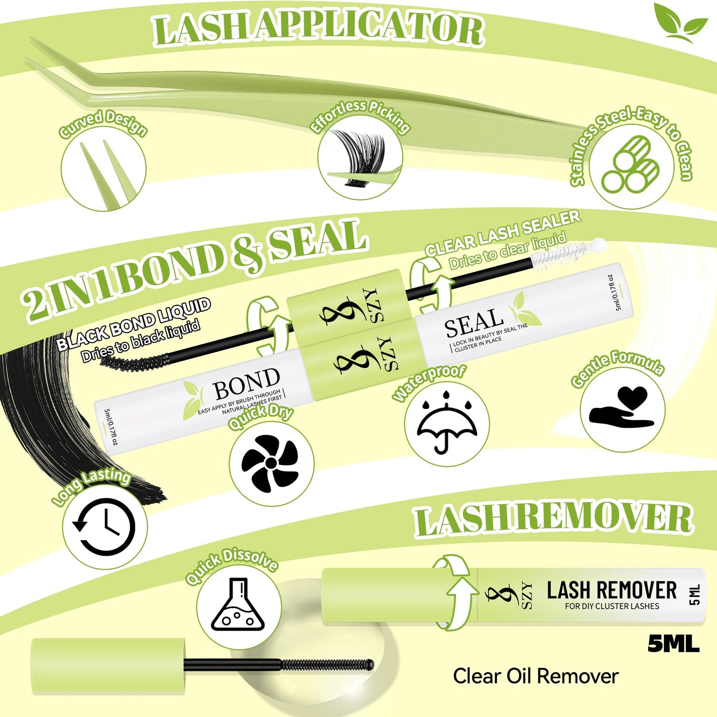 Eyelash Clusters Kit With Bottom Lashes 30+40+60+80D Lashes 668 Pcs Natural Wispy Lash Clusters Eyelash Extension Kit 5-16MM D Curl Lash with Bond and Seal Remover Tweezer for DIY at Home